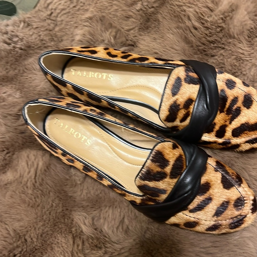 TALBOTS RYAN TWIST NAPPA LOAFERS - LEOPARD CALF HAIR